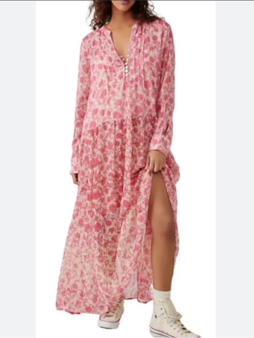 Free People Pink Floral Maxi Dress